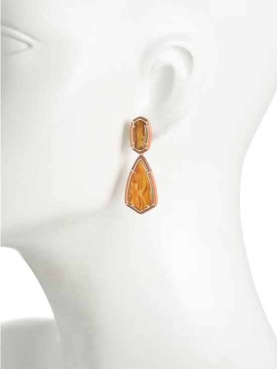 KENDRA SCOTT Camry Gold Enamel Frame Statement Earrings In  KENDRA SCOTT Gold Marbled Amber Camry Enamel Frame Earrings